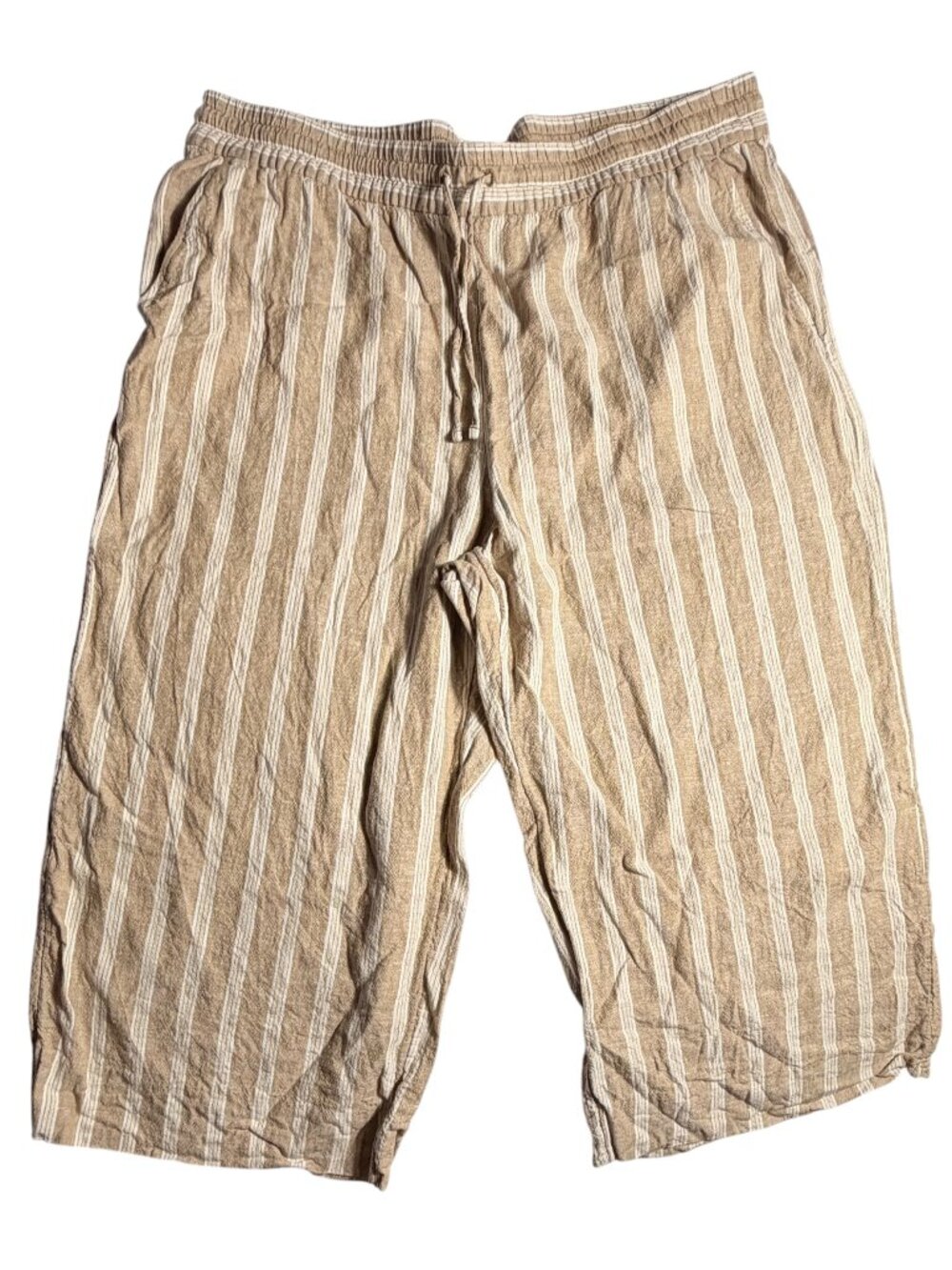 Women's XL Striped Beige Banana Republic Wide-Leg Crop Pants